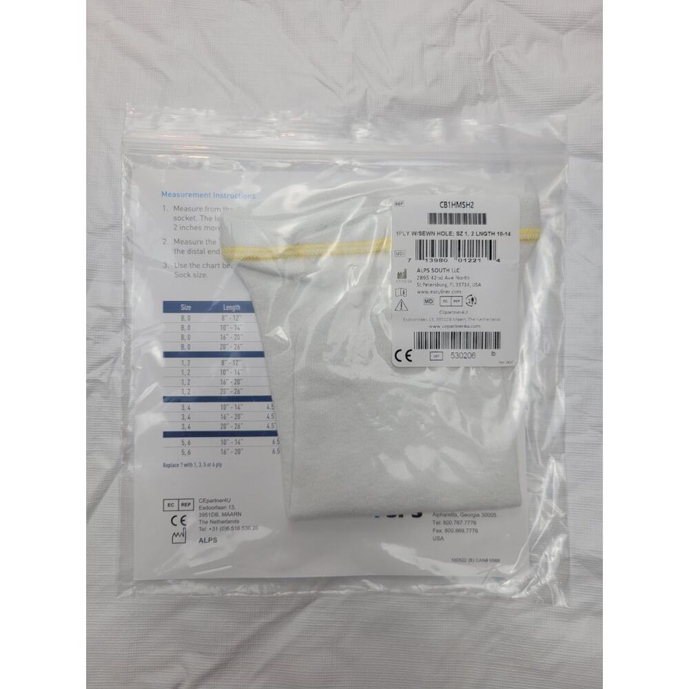 Prosthetic Sock Cool Blue - 1 Ply CB1HMSH2 - Size 1, 2 - Length 10 - 14 *New*
